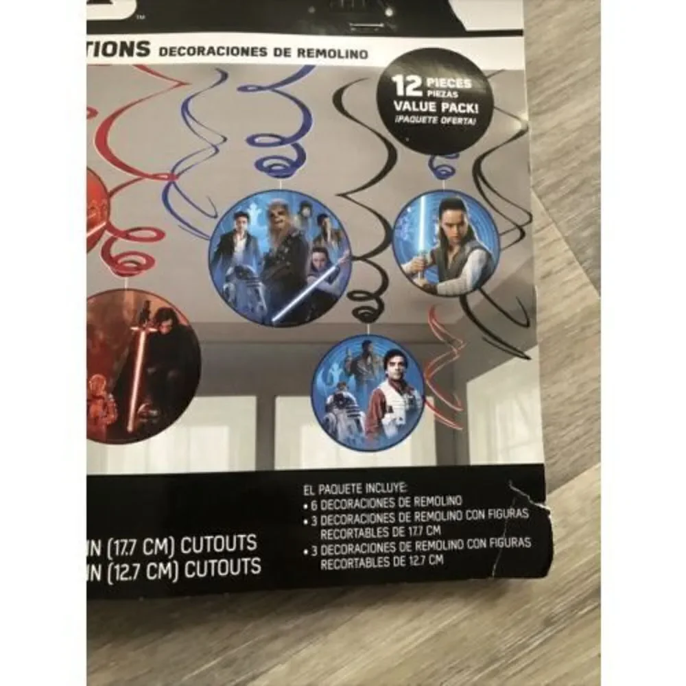 Disney Star Wars The  Last Jedi Swirl Decorations 12 Pieces.